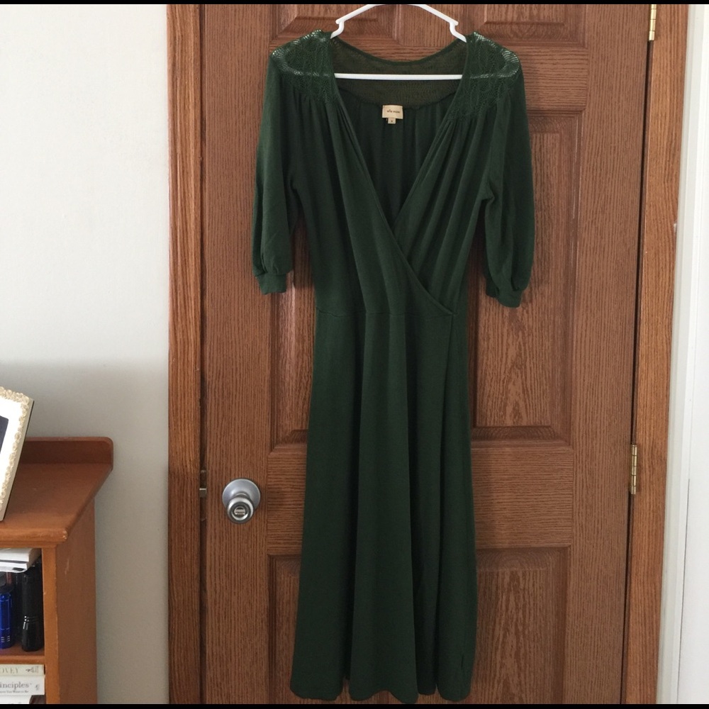 Anthropologie Green Midi Dress